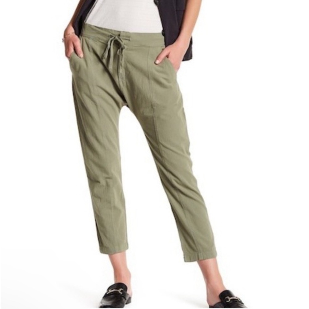 Frame Women's Drop Waist Cotton Trouser Casual Baggy Pants Army Olive Green L